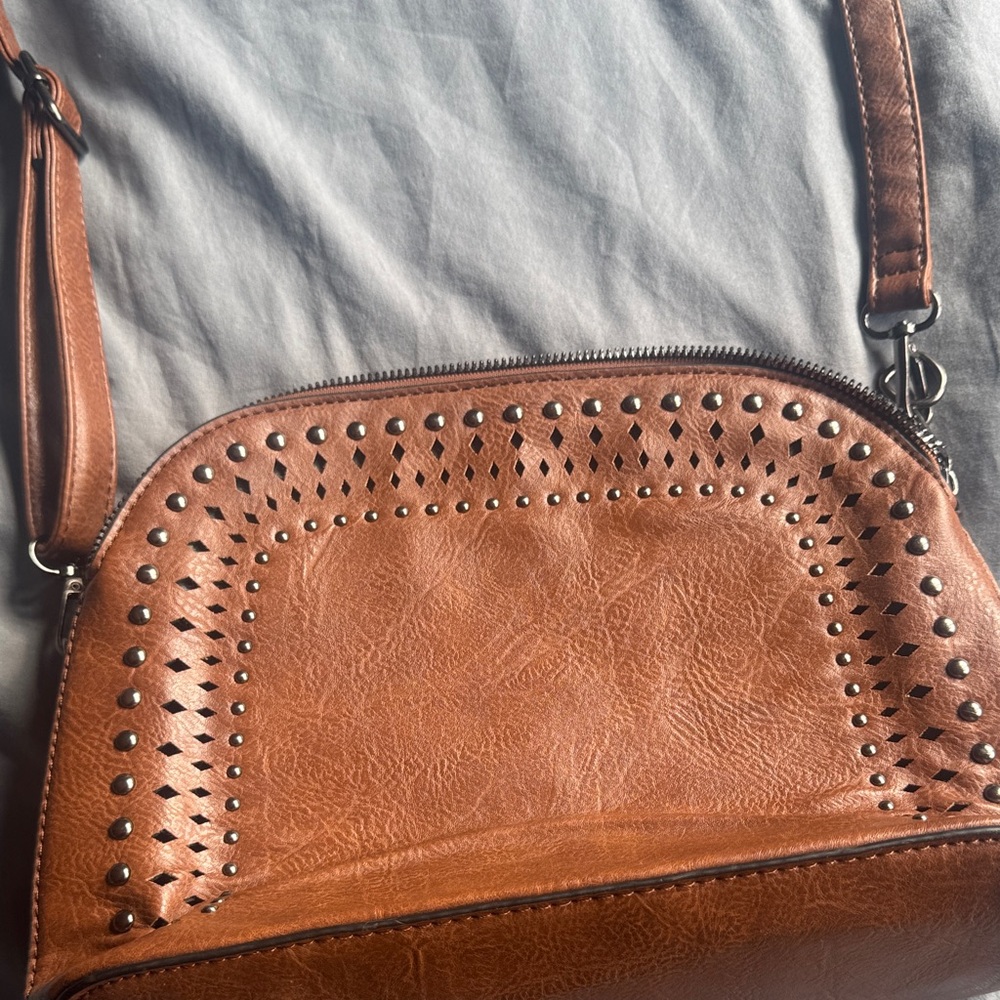 Studded Tan Crossbody Bag